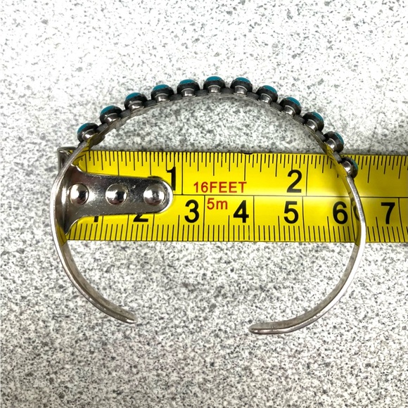 Vintage Handmade Sterling & Turquoise Stone Cuff Bracelet - Picture 7 of 7
